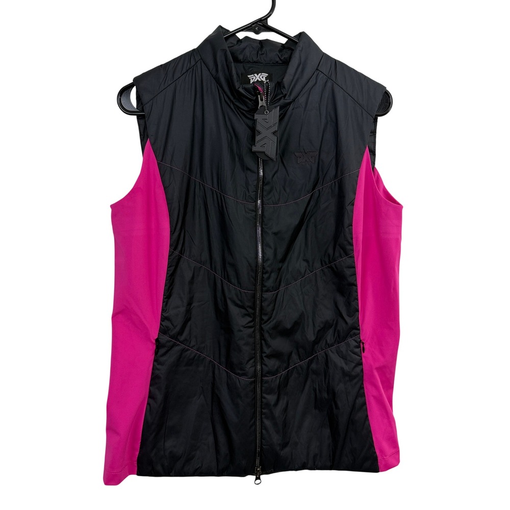 PXG Noble Zip Vest Womens Large Black Pink Golf Athletic Full Zip WS23AOV0-23